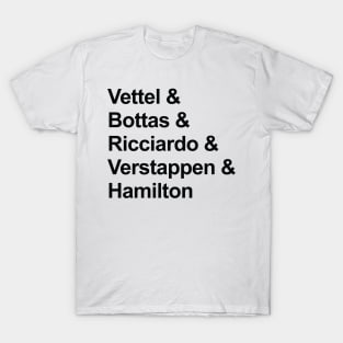 F1 Favorite Drivers - Black Text T-Shirt